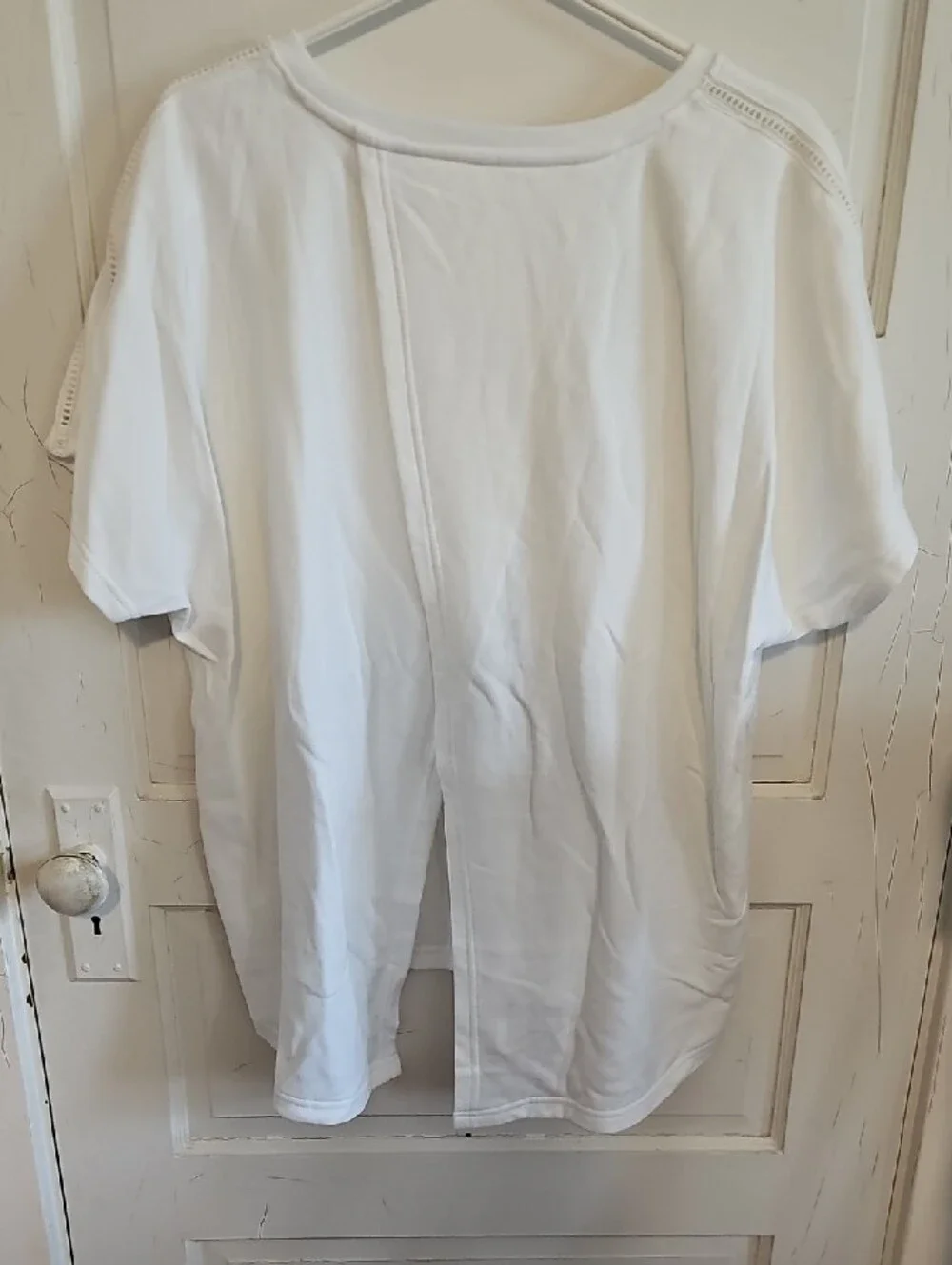 Livi Active White Short Sleeve Sweatshirt with Eyelet Shoulder Detail - Picture 2 of 2